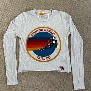 Aviator Nation Light Heather Gray Long Sleeve Shirt size XS